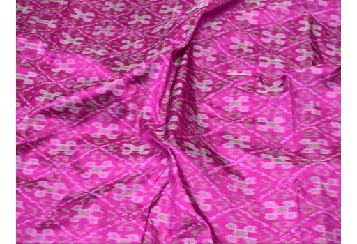 Indian dark magenta pure silk ikat fabric by yard wedding bridesmaid dresses handwoven crafting sewing fabric cushion pillow drapery curtain