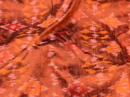 Indian handwoven orange pure dupioni ikat silk fabric by the yard wedding bridesmaid prom dresses crafting sewing cushion drapery upholstery