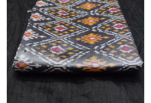 Indian dark grey pure silk ikat fabric by yard wedding bridesmaid dresses handwoven crafting sewing fabric cushion pillow drapery curtain