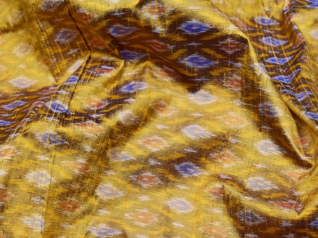Indian handwoven brown pure dupioni ikat silk fabric by the yard wedding bridesmaid prom dresses crafting sewing cushion drapery upholstery