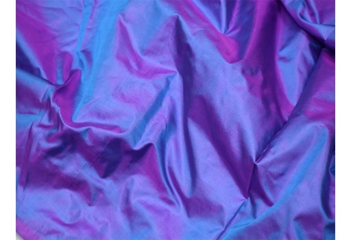 60 Gsm Iridescent blue magenta Indian pure silk fabric by the yard mulberry silk home decor curtain scarf costume apparel wedding dresses woman bridesmaid saree sewing crafting fabric
