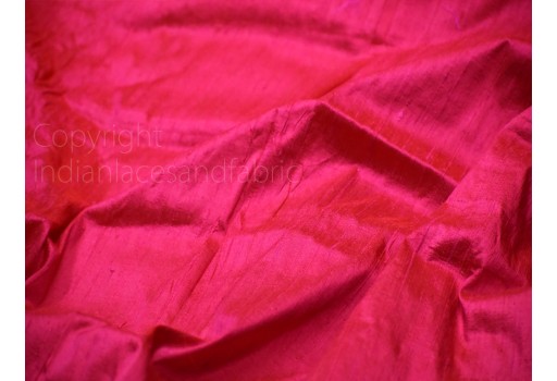Raspberry red pure dupioni fabric raw silk by the yard Indian wedding dresses pillow cover drapery cushions costume sewing waist coat blouse