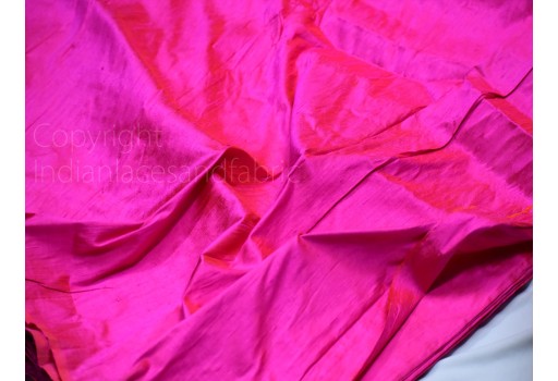 Iridescent fuchsia orange indian pure dupioni raw silk fabric by the yard sewing costumes wedding prom dress skirt coat pillow cover curtain