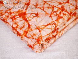 Orange Indian Soft Batik Print Pure Silk Fabric By The Yard Wedding Dress Bridesmaids Costumes Party Dresses Pillows Cushion Covers Drapery