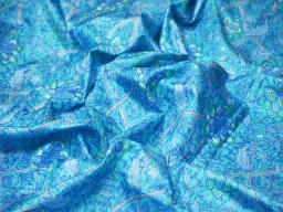 Blue Indian Soft Pure Printed Silk Saree Fabric by the yard Wedding Dress Bridesmaids Costumes Party Dresses Pillows Cushion Covers Drapery Home Decor Table Runner