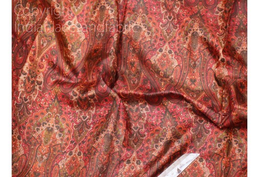 Red Indian Saree Soft Pure Printed Silk Fabric by the yard Wedding Dresses Bridesmaid Party Costume Curtains Crafting Sewing Dupatta Scarf Home Decor Furnishing Table Runner