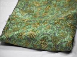 Green Indian Saree Soft Pure Printed Silk By Yard Fabric Wedding Dresses Bridesmaid Party Costume Curtains Crafting Sewing Dupatta Scarf Home Decor Furnishing Table Runner