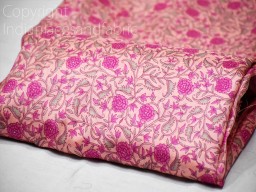 Pink Indian Saree Soft Pure Printed Silk Fabric by the yard Wedding Dresses Bridesmaid Party Costume Curtains Crafting Sewing Dupatta Scarf Home Decor Furnishing Table Runner