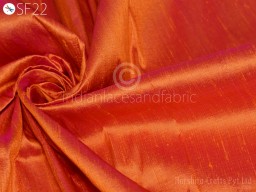 Iridescent orange hot pink dupioni silk fabric yardage indian raw silk wedding dresses cushion covers curtain plain silk sewing crafting fashion designer gown making dress fabric