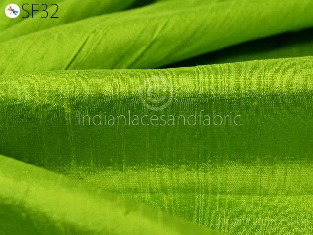 Spring green pure dupioni silk by the yard indian raw silk wedding dress costume sewing crafting cushion cover table runner curtain boutique material gown making dress fabric