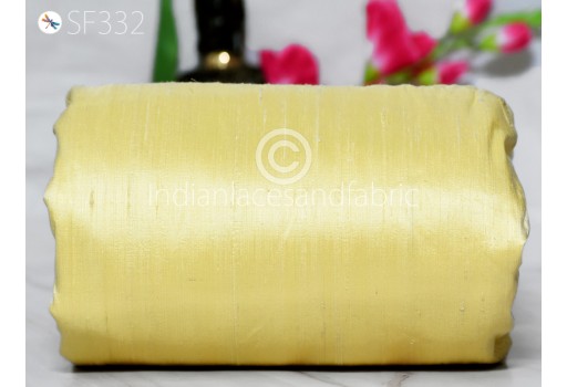 Indian Yellow Pure Dupioni Plain Silk Indian Raw Silk Fabric by the yard Dupion Wedding Dresses Home Cushion Table Cover DIY Crafting Sewing Hair Crafts Scarves Curtains Fabric