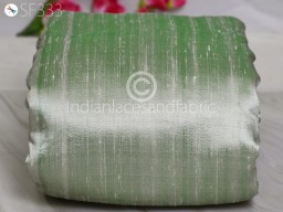 Indian Green White Pure Dupioni Fabric Yardage Wedding Bridesmaid Prom Dresses Iridescent Raw Silk Dupion Crafting Sewing upholstery Drapery Scarves Curtains Fabric