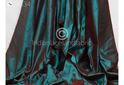Iridescent Indian Pure Dupioni Silk Fabric by the Yard Raw Silk Hair Crafting Sewing Wedding Dress Skirts Lehenga Vest Coats Silk Pillow Cover Curtain Home Décor Fabric