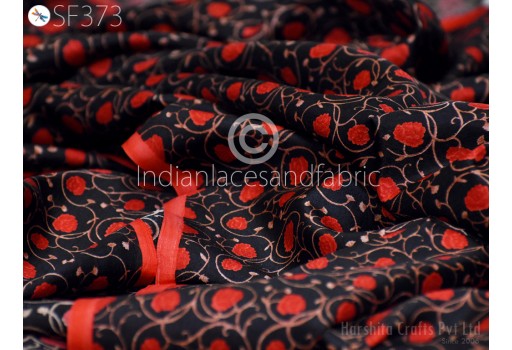 Saree Soft Pure Printed Silk Red Fabric by the yard Wedding Dress Bridesmaid Costume Hair Crafting Sewing Dupatta Scarf Boutique Material