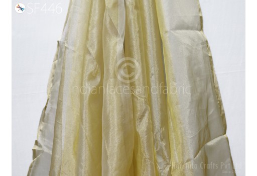 Indian Dull Gold Pure Zari Tissue Fabric by the yard Saree Dupatta Wedding Lehenga Sari Clothing Prom Dress Material Crafting Sewing