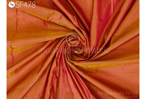 80gsm Iridescent Fuchsia Yellow Indian Pure Silk Fabric by the yard Soft Silk Curtains Scarves Costume Apparel Wedding Evening Dresses Dolls