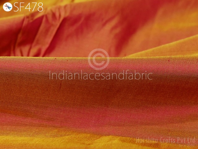 80gsm Iridescent Fuchsia Yellow Indian Pure Silk Fabric by the yard Soft Silk Curtains Scarves Costume Apparel Wedding Evening Dresses Dolls