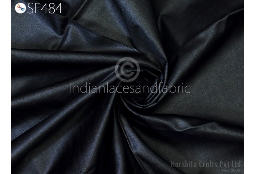 Black Pure Tussar Silk Dress Material Fabric by the yard Indian Plain Raw Silk Wild Natural Handmade Fabric Peace Silk Tussah Wedding Dress