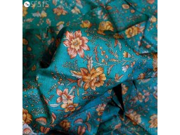 Floral Rama Green Printed Tussar Silk Fabric by yard Printed Raw Silk Wild Natural Handmade Peace Silk Pure Tussah Wedding Dress Material
