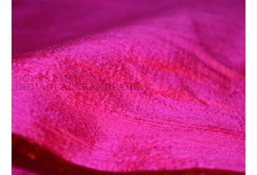 Hot pink pure dupioni silk by the yard indian raw silk wedding dresses costume sewing crafting table runner curtain clothing accessories fabric for cushion cover