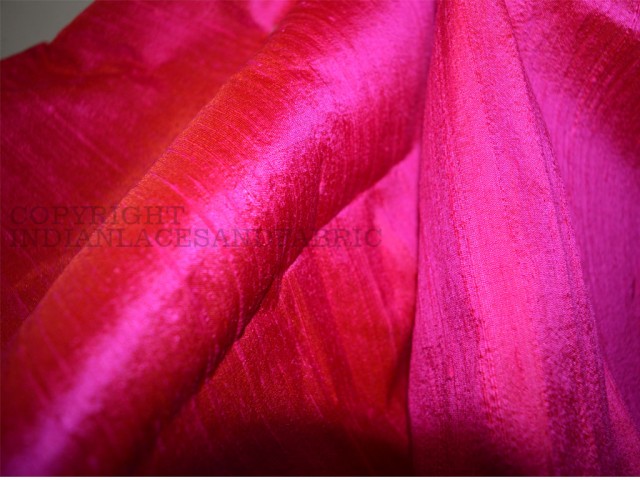 Hot pink pure dupioni silk by the yard indian raw silk wedding dresses costume sewing crafting table runner curtain clothing accessories fabric for cushion cover