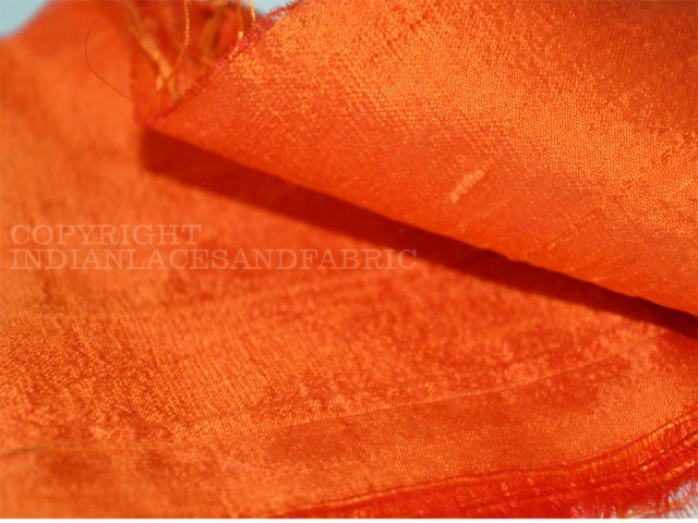 Orange Pure Dupioni Silk By The Yard Indian Raw Silk Wedding Dresses Costume Sewing Crafting Cushion Covers Table Runner Curtain Making Dress Fabric