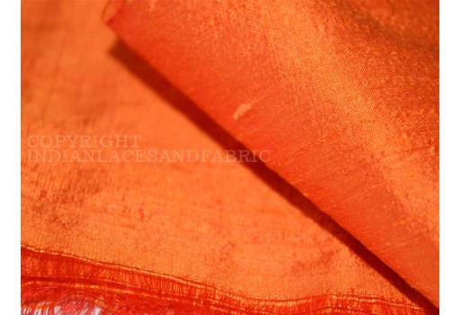 Orange Pure Dupioni Silk By The Yard Indian Raw Silk Wedding Dresses Costume Sewing Crafting Cushion Covers Table Runner Curtain Making Dress Fabric