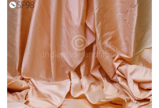Pale peach indian pure dupioni silk raw silk fabric by the yard crafting sewing wedding dresses skirts vest coats silk pillow cover curtains fabric for long dress
