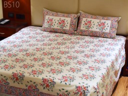 Indian Cotton Bed Sheet Set Hand Block Print Floral Bedcover King Queen Size Flat Sheet with Pillowcase Set Sofa Cover Home Living Decor Tapestry