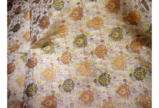 woven  floral gold design cotton brocade blanded cream base fabric by the yard indian banarasi brocade fabric jacket sewing material bridal clutches fabric wedding dress fabric lehenga making fabric skirt 
