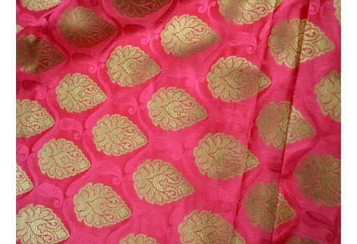 Benarasi Blended Silk Golden Ruby Red Brocade By The Yard Occasion Curtain Making Material Outdoor Hair Crafting bridal lehenga Tops Fabric Scrap Booking Projects Brocade