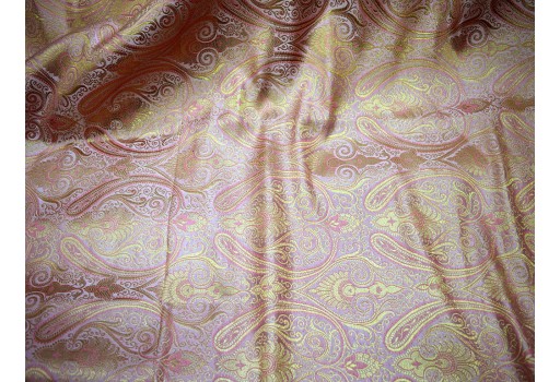 Pink Brocade by the Yard Banaras Wedding Dress Banarasi Blended Silk Cushion Cover Bridal Dresses Making clothing accessories Bridal Clutches