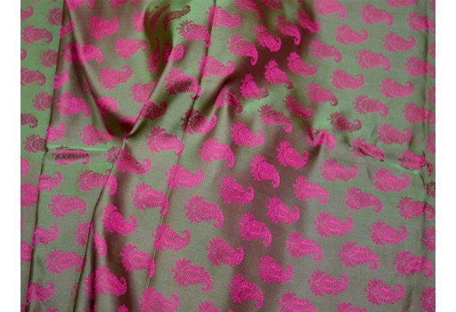Indian silk fabric blended olive green brocade by the yard headband material banarasi jacket fabric dress bow tie making brocade home furnishing skirts cushion cover