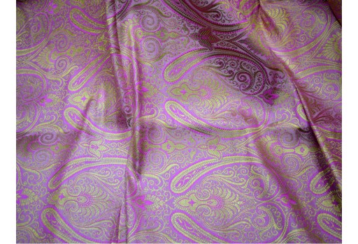 Banarasi Silk Illustrate Golden Design Fabric Lilac Brocade By The Yard Online Evening Dress boutique material Mat Making Furniture Cover Clutches Fabric Bow Tie Brocade