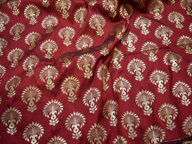 Banarasi Silk Blue and Gold Brocade By The Yard Festive Wear Dress Material Saree Making Brocade Kurtis clothing accessories Hand Purse Fabric Wall Décor Brocade