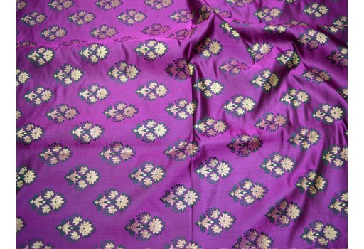 Purple, Green and Gold Floral Design Brocade Blended Silk By The Yard Indian Banarasi Fabric Jacket Sewing Material Bridal Clutches Wedding Dress Lehenga Making Skirt fashion blogger