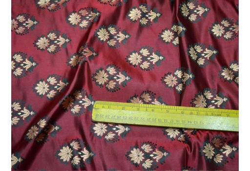 Burgundy Banarasi Silk Brocade By The Yard Illustrate Floral Design Evening Dress Material Mat Making Brocade Furniture Cover Fabric sewing accessories