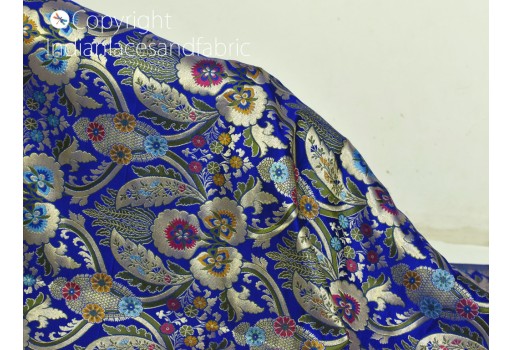 Indian Banaras Silk Royal Blue Silk Brocade By The Yard Wedding Dress Lengha Material Banarasi Silk Fabric Crafting Sewing Costumes home furnishing sewing accessories