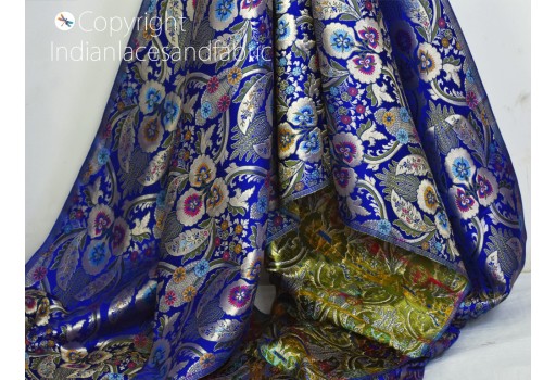 Indian Banaras Silk Royal Blue Silk Brocade By The Yard Wedding Dress Lengha Material Banarasi Silk Fabric Crafting Sewing Costumes home furnishing sewing accessories