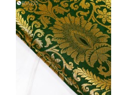 Indian Bottle Green Gold Brocade Fabric by the Yard Banarasi Wedding Dress Fabric Banaras  Home Décor Clothing Accessories Curtains Table Runners