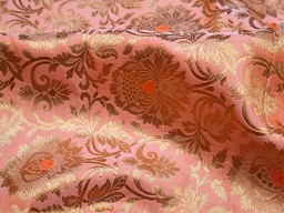Beautiful heavy banarasi Art blended silk Peach Brocade By The Yard Wedding Dress Crafting Sewing Cushion Covers Home Décor Costume sewing accessories