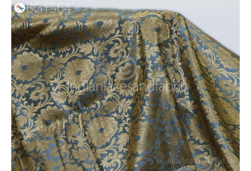 Grey Brocade By The Yard Banarasi Art Silk Wedding western Dress Crafting Sewing Cushion Cover Home Décor Costume home furnishing fashion blogger boutique material Fabric