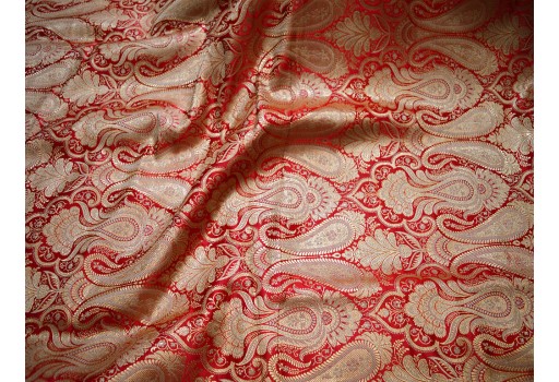 Red Sewing Crafting Indian Banarasi Brocade By The Yard Wedding Dress Bridal Dress Material Skirts Cushions fashion blogger cushion covers making fabric