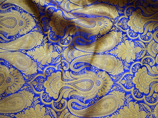 Royal Blue Sewing Crafting Indian Banarasi Brocade By The Yard Wedding Dress Bridal Dress Material Skirts Cushions fashion blogger cushion covers making Fabric