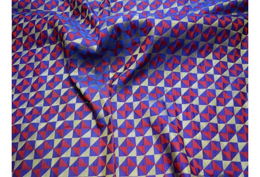 Royal Blue Red Brocade Wedding Dress Costume Crafting boutique Material Geometrical Pattern Fabric By The Yard home furnishing sewing accessories