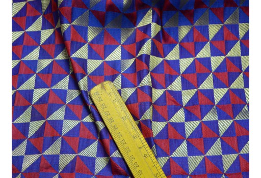 Royal Blue Red Brocade Wedding Dress Costume Crafting boutique Material Geometrical Pattern Fabric By The Yard home furnishing sewing accessories