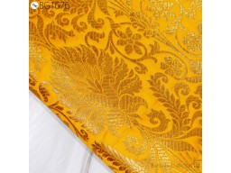 Bridesmaid lehenga Indian banarasi by the yard blended silk brocade yellow gold weaving for wedding dresses sewing accessories skirts home décor furnishing curtains making fabric
