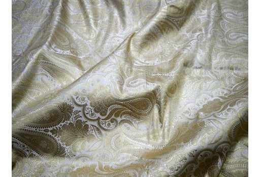 Champagne Sewing Crafting Indian Banarasi Brocade By The Yard Wedding Dress Bridal Dress Material Skirts Cushions Covers Home Décor Brocade clothing accessories