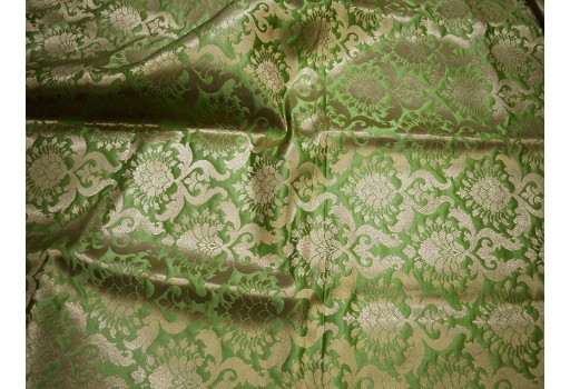 1.35 Meter Apple Green Brocade banarasi blended silk by yard banaras wedding dress sewing crafting costumes bridesmaid skirt lehenga cushion cover home furnishing fabric
