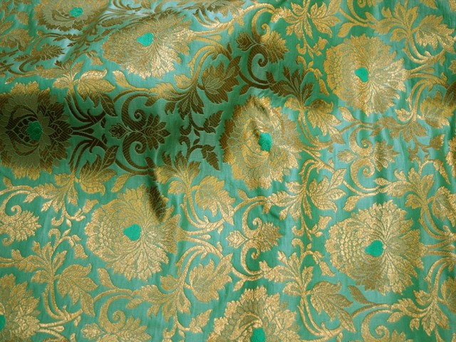 Mint Green Brocade Jacket Banarasi Indian Blended Silk Dress boutique material Sewing Cushion Covers Home Décor Brocade Fabric clothing accessories